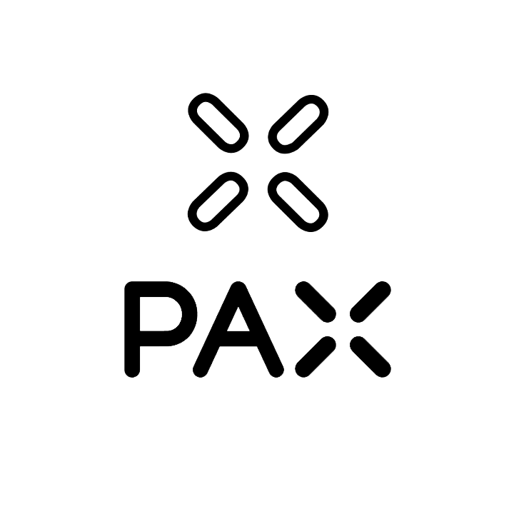 Black and white logo of PAX Labs with stylized "X" resembling a four-petal flower.